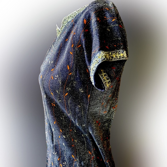 Vintage silver shimmery sheath midi dress - Picture 3 of 7